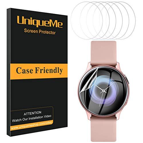 UniqueMe [6 Pack] Protector de Pantalla Compatible con Samsung Galaxy Watch 4 40mm / Samsung Galaxy Watch Active/Active 2 40mm,TPU Film HD Flexible Protector,Sin Burbujas